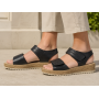 Sandale dama negre din piele naturala cu talpa confort si inchidere velcro dubla CP12N